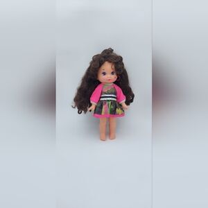 Wee Lil Miss 7" Rock Star Roller Skater, Vintage 1990 Mattel BRUNETTE Mini Doll